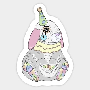 Lovely Clown Bunny || Rainbow Pastels || Unique Fun Animal Friends Sticker